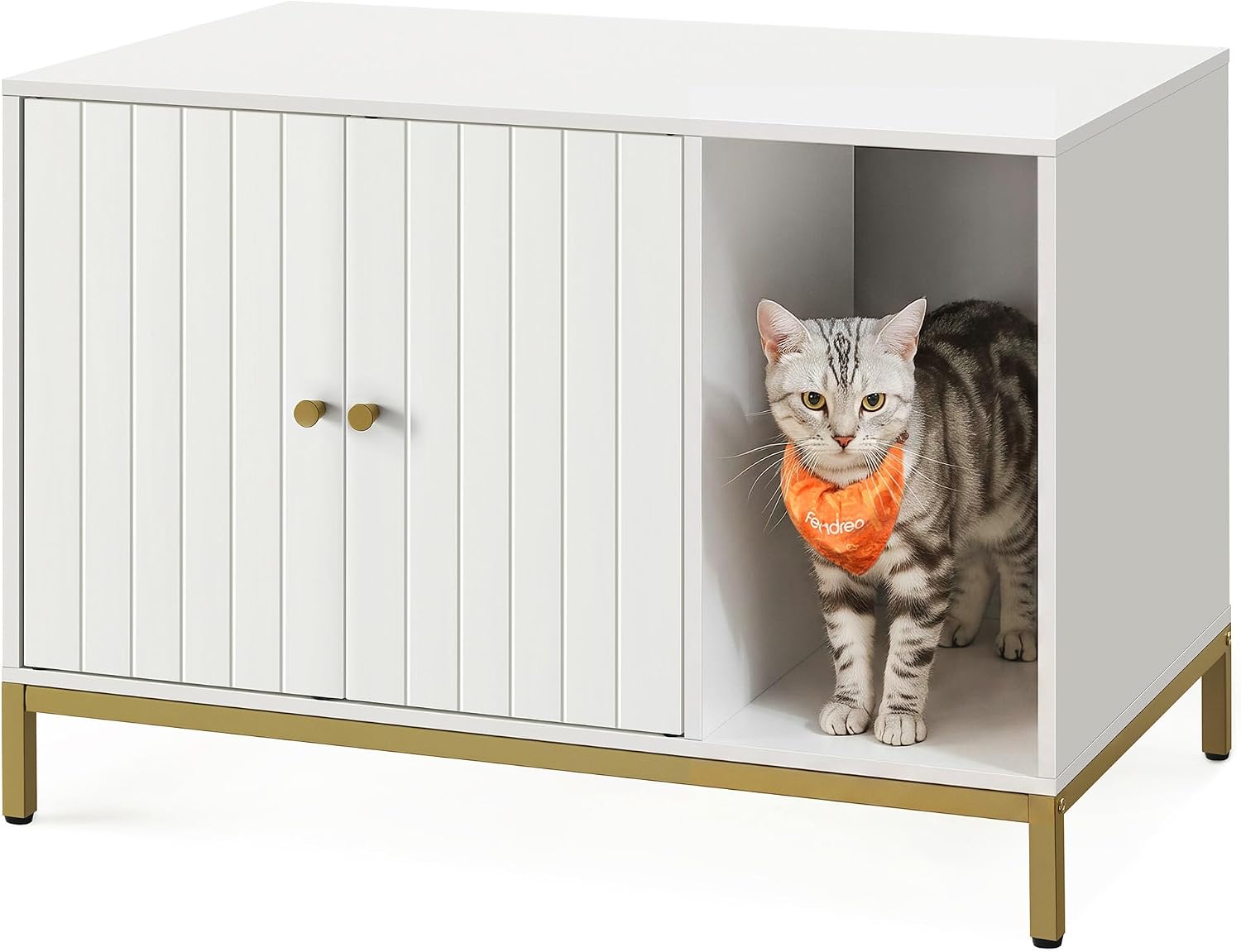 Feandrea Cat Litter Box Enclosure, with Scratching Mat, Tall Legs product image for the selected variant