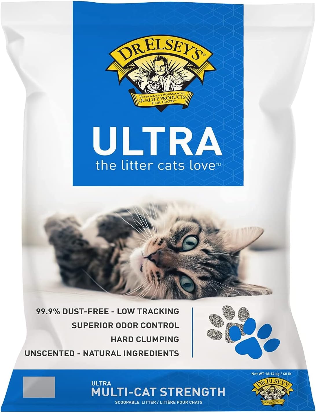 Dr. Elsey’s Ultra Unscented Clumping Clay Litter, 40 lb (460U) product image for the selected variant