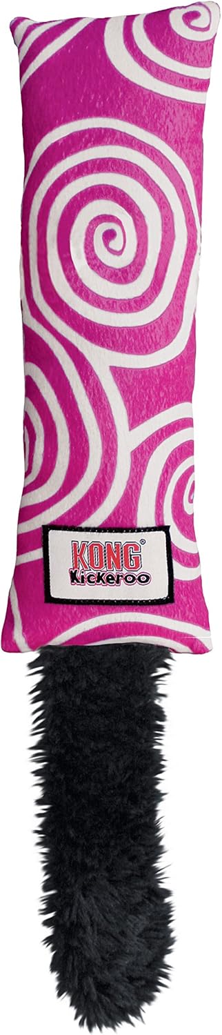 Original retail image of KONG Kickeroo Swirl Cat Toy – Plush with Crinkle Sound, Soft Catnip Toy for Indoor Cats – Assorted Colors.