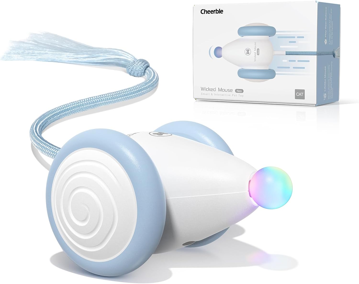 Original selected-listing image of Cheerble Interactive Cat Toys for Indoor Cats, Automatic Moving Kitten Toys, Wicked Mouse Neo Cat Toy with Tail & Lights, Pet Cat Supplies, Rechargeable Cat Toys for Bored Indoor Adult Cats.