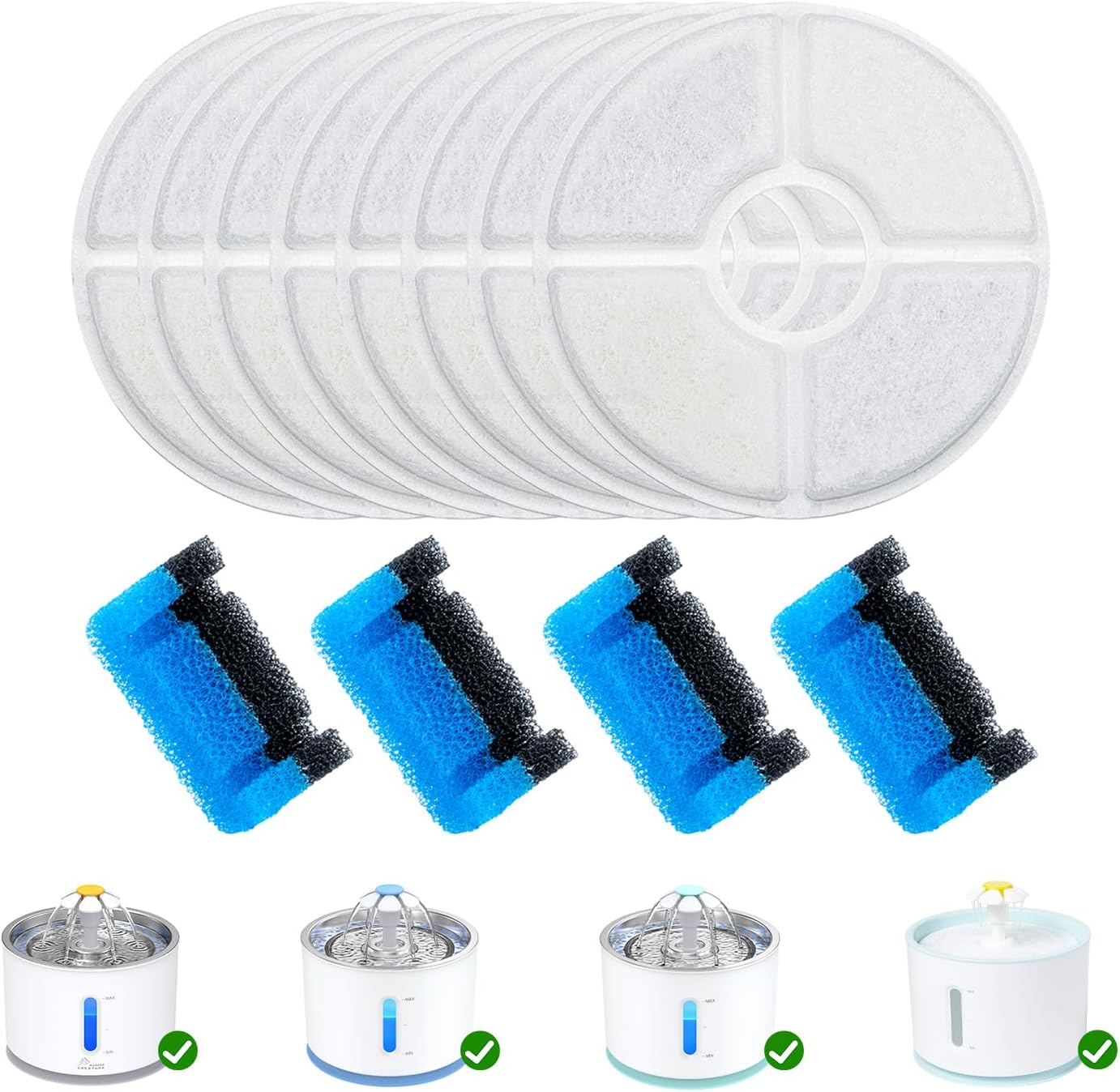 Original selected-listing image of Wonder Creature Cat Water Fountain Filter Replacement 8+4 Pack.