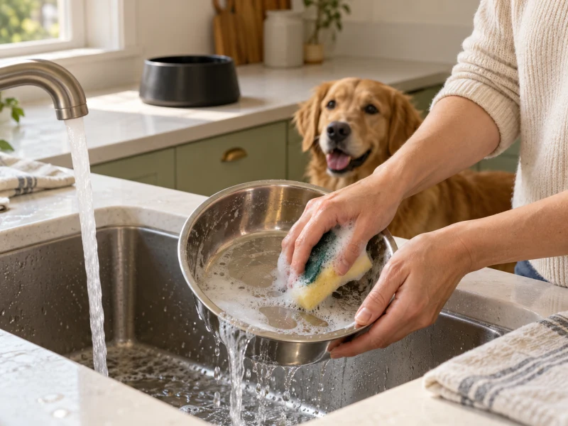 A person washes a removable plain bowl away from the dry electrical base.