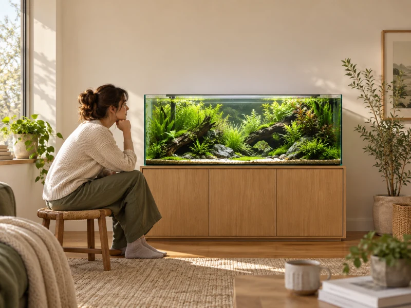 A person observes aquatic plants before choosing additional equipment.