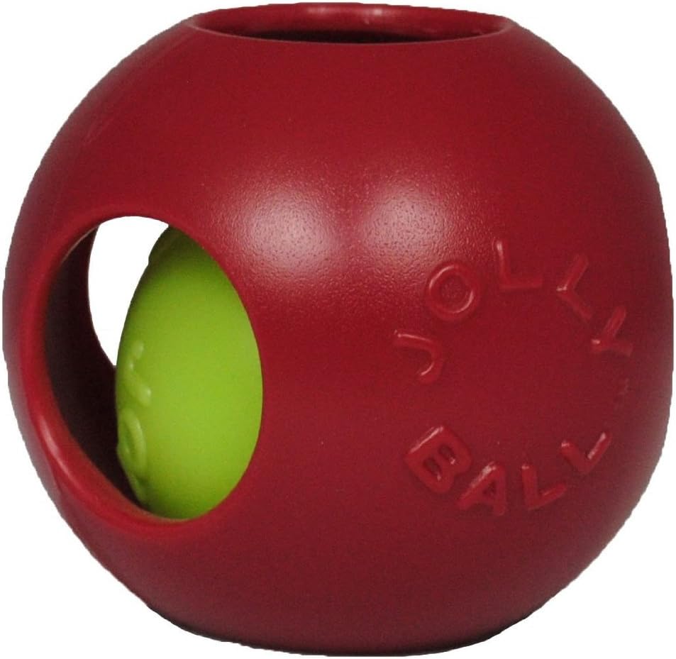 Original retailer photograph of Jolly Pets Teaser Ball Interactive Dog Toy, 4.5 in Small, Red.