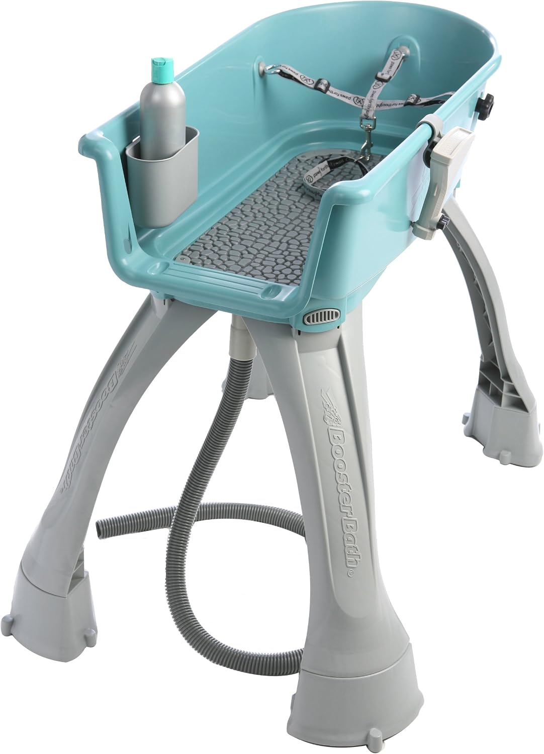 Original Amazon image of the Booster Bath Medium model 3039, showing the basin, legs, mat and drain hose.
