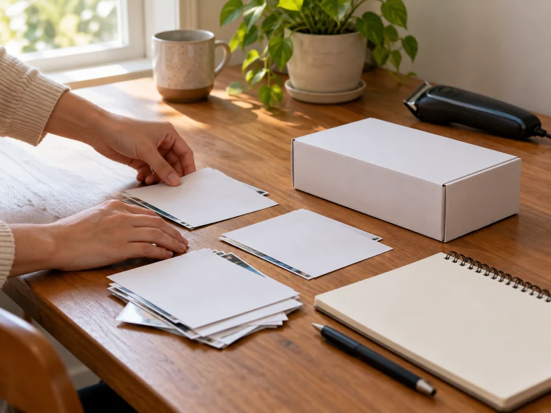 Photographs, a box and notes illustrate preparing information for clipper support.