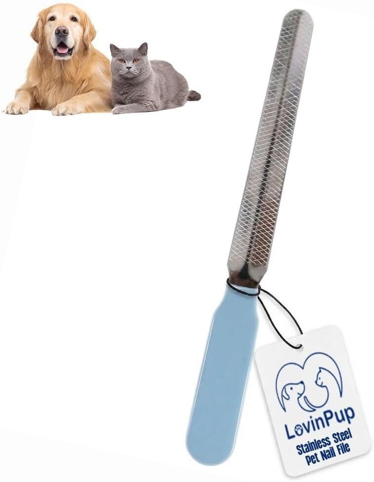 Original retailer image of the blue-handled LovinPup LVP-DI412 manual pet nail file.