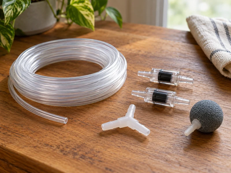 Separate generic airline tubing, valves and an air stone illustrate air-system planning.
