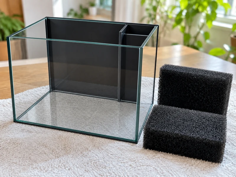A dry generic rear-filter compartment and separate foam blocks illustrate maintenance access.