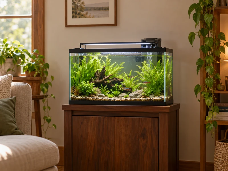 A planted aquarium with a generic rear-mounted filter illustrates Fluval C2 and C3 planning.