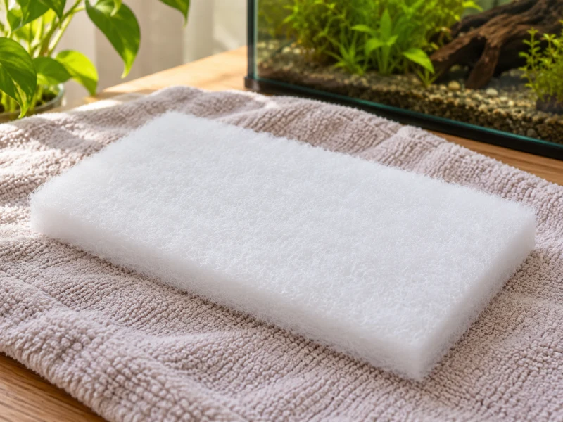 A dry generic white polishing pad shows fine fiber texture.